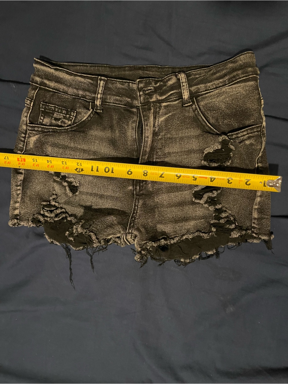 SHEIN Distressed Black Denim Cutoff Shorts